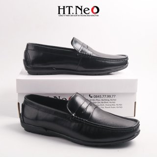 Giày mọi nam - giày lười nam HT.NEO da bò thật 100% mềm, đính chữ kim loại cực sang, đế bền bỉ chống trơn GM181