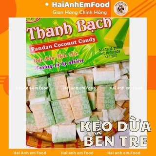 Hộp kẹo dừa lá dứa thanh bạch đặc sản bến tre, kẹo dừa bến tre