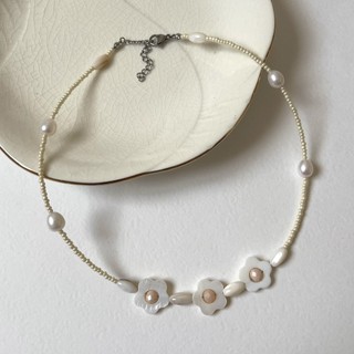 Vòng cổ LIEBE Flower charm vỏ sò hình bông hoa nữ tính phong cách đơn giản
