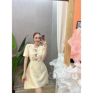 Váy tafta tiệc cuốn nơ đính đá cao cấp