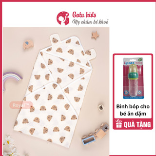 Chăn ủ 4 lớp muslin cao cấp cho bé sơ sinh (tặng 1 bình bóp cho bé ăn dặm)