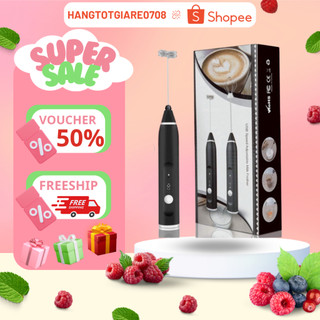 Máy Tạo Bọt Cafe, Sữa, Đánh Trứng Di Động Cầm Tay 3 Tốc Độ Sử Dụng Pin Sạc Cổng Sạc USB Cao Cấp