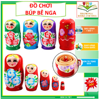 Set 5 mô hình đồ chơi búp bê Nga Matryoshka bằng gỗ từ nhỏ đến lớn có thể lồng vào nhau