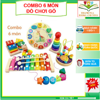 Combo [6 Món] Đồ Chơi Gỗ Thông Minh Phát Triển Trí Tuệ Cho Bé Mentessori