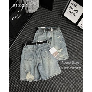 Quần Sooc Ngố Jean Nữ Dáng Dài Rách Lưng Cạp Cao Basic QCCC