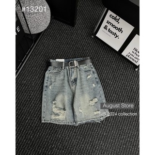 Quần Sooc Ngố Jean Nữ Dáng Dài Rách Lưng Cạp Cao Basic QCCC