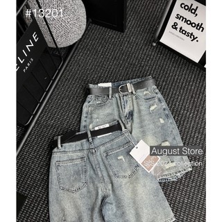 Quần Sooc Ngố Jean Nữ Dáng Dài Rách Lưng Cạp Cao Basic QCCC