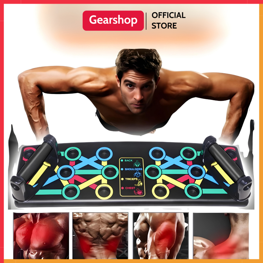 Dụng cụ hít đất GEARSHOP đa năng 3 trong 1 chống trượt rèn luyện sức khỏe có vạch hướng dẫn