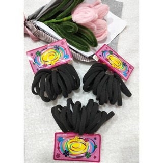 Vỉ 12 dây thun cột tóc màu đen trơn.