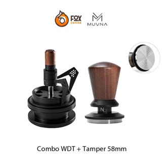 Combo Dụng Cụ Đánh Tơi Bột Mantis Tích Hợp Vòng Đong + Tamper Gỗ Walnut Điều Chỉnh Độ Sâu 58mm MUVNA | Combo WDT +Tamper