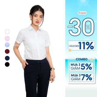 Áo sơ mi nữ công sở ngắn tay sợi tre Thái Hoà form rộng ASW0301-R10