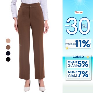 Quần dáng đứng ống suông nữ các màu chất liệu cà phê dáng dài tôn dáng thời trang Thái Hòa 23QAW-227