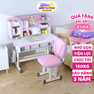 Bộ bàn học cho bé Nam Dương C04 Nâng hạ chiều cao Bàn học kèm giá sách Bàn học chống gù size 80cm