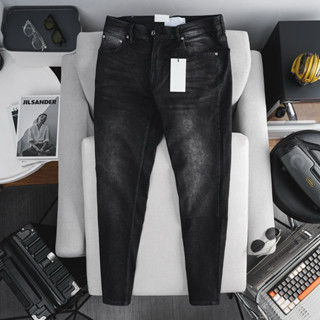 Quần bò nam ống côn ôm dáng màu đen co giãn VNXK cao cấp