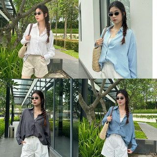 Áo sơ mi nữ MEELY tay dài form rộng dáng oversize chất liệu không nhăn - THE BASIC SHIRT