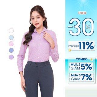 Áo sơ mi nữ Thái Hòa thiết kế công sở dài tay kẻ tăm nhiều màu cao cấp ASW0101-R05