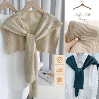  Khăn Choàng Giả Áo Vắt Vai Choàng Vai Nhiều Màu Trơn Chất Len Gân Mềm Mịn Cao Cấp Bản To Phối Đồ Ulzzang Hàn Quốc Matmat 
