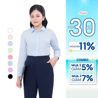 Áo sơ mi nữ công sở Thái Hòa thiết kế dài tay sợi sen ASW0101-R17