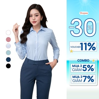 Áo sơ mi nữ công sở Thái Hòa thiết kế dài tay form đẹp vải sợi tre cao cấp nhiều màu ASW0101-R11