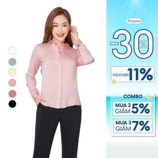 Áo sơ mi lụa nữ thiết kế công sở cao cấp nhiều màu form đẹp Thái Hòa ASW0101-R09