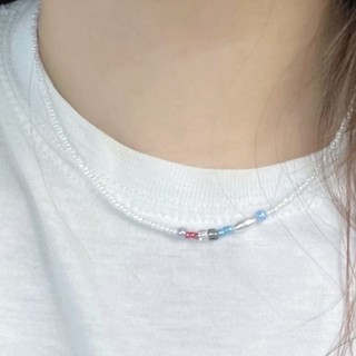 Vòng cổ hạt cườm phối màu