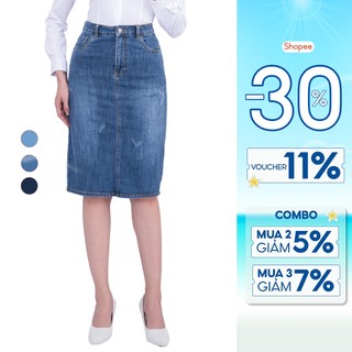 Chân váy nữ công sở dáng jean Thái Hòa 23CJW-100