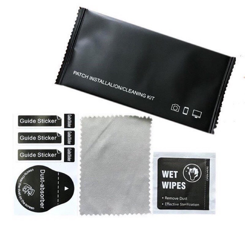 Bộ 3 Món Khăn Lau Ướt, Khô, Sticker Hỗ Trợ Vệ Sinh Lấy Bui Màn Hình Điện Thoại Để Dán Kính Cường Lực PPF Camera