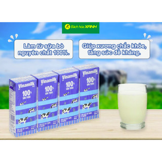Lốc 4 hộp sữa tươi tiệt trùng Vinamilk 100% Sữa tươi 180ml