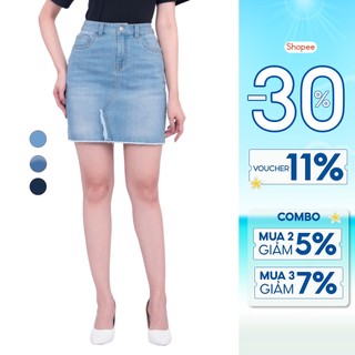 Chân váy nữ công sở dáng ngắn jean Thái Hòa 23CJW-101
