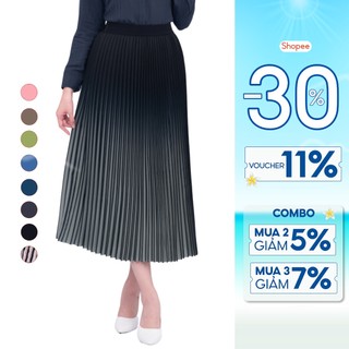 Chân váy nữ dáng dài kiểu xếp ly free size dài 82cm Thái Hòa CVW1826-C01