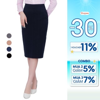 Chân váy nữ dáng ôm bút chì 2 lớp chất liệu gỗ sồi phối sợi lông cừu cao cấp Thái Hòa 23CVW-226