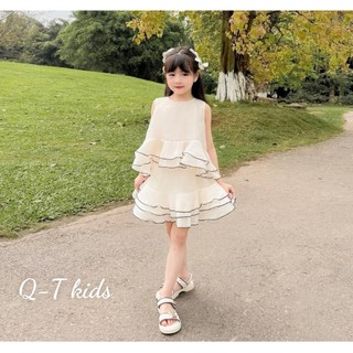 Váy tơ xòe voan tầng xinh xinh cho bé gái