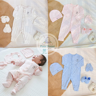 Body sơ sinh dài tay little love / full set body + mũ + bao tay bao chân mềm mịn cho bé sơ sinh