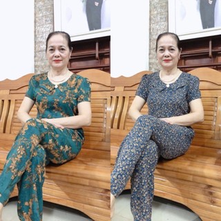 CB1 Đồ Bộ Trung Niên bộ quần dài tay cộc thiết kế chất cát lụa hàn châu