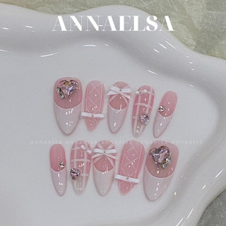 M019- annaelsa nail box thiết kế móng úp mẫu thiết kế nơ xinh đính charm