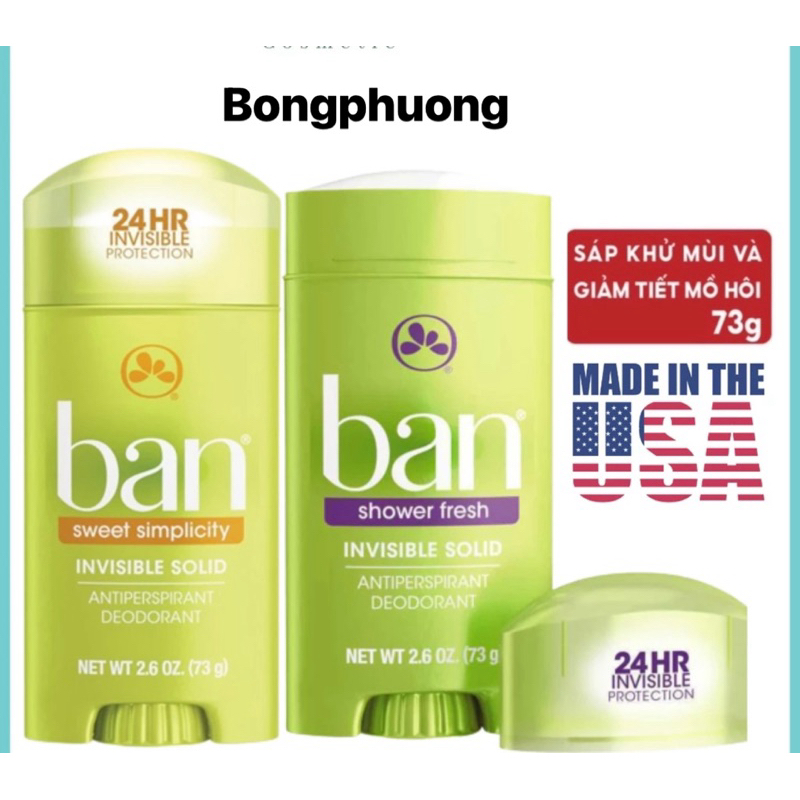 Sáp khử mùi nữ Ban Shower Fresh Invisible Solid 73g