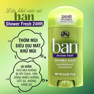 Sáp khử mùi nữ Ban Shower Fresh Invisible Solid 73g