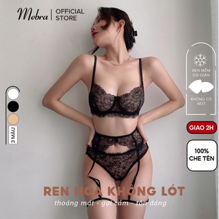  Mebra Bộ đồ lót 3 chi tiết thiết kế sexy xuyên thấu chất ren mát mịn kiểu dáng sang trọng đồ lót ren Mebra
