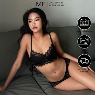 MIMI - Bộ đồ lót ren viền mi áo ngực có gọng không mút quần lót tam giác cách điệu gợi cảm Melingerie & Sleepwear