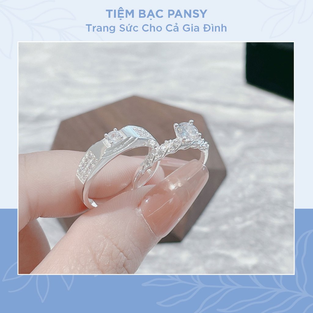 Nhẫn đôi bạc ta Love Story - Nhẫn cặp bạc nam nữ cao cấp TIỆM BẠC PANSY