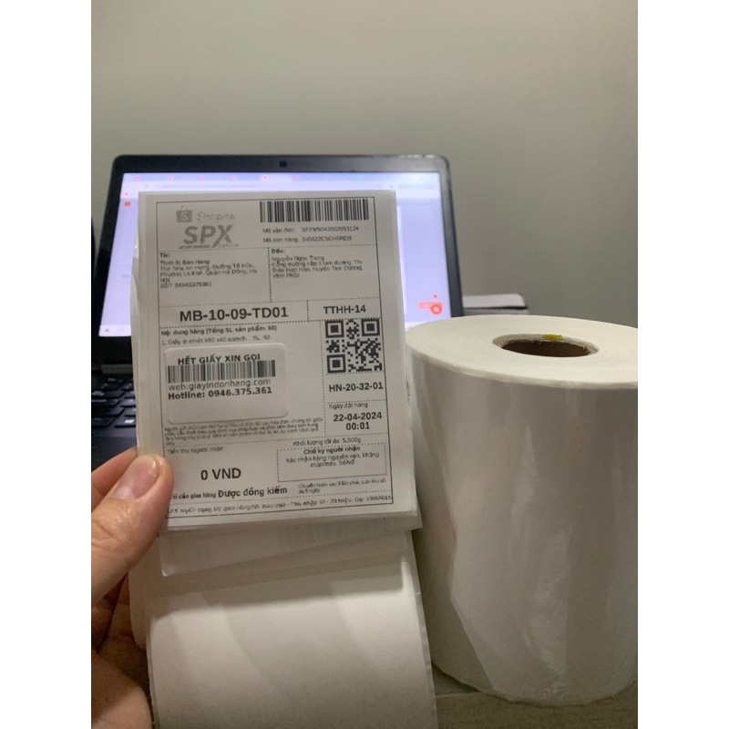 Tem in vận đơn 100x150 khổ A6 dạng cuộn