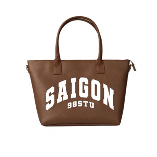 Túi tote 98stu cỡ lớn da pu cao cấp nâu tặng kèm dây đeo