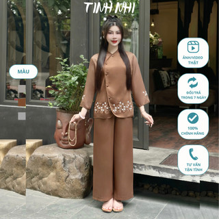 Đồ lam pháp phục thêu hoa nhí TINH NHI thanh lịch và duyên dáng PP165
