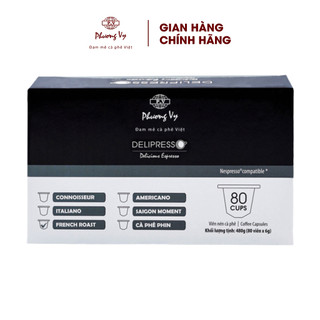 Cà Phê Viên Nén Capsules phù hợp máy Nespresso hộp 80 viên x 6g, Phương Vy Coffee