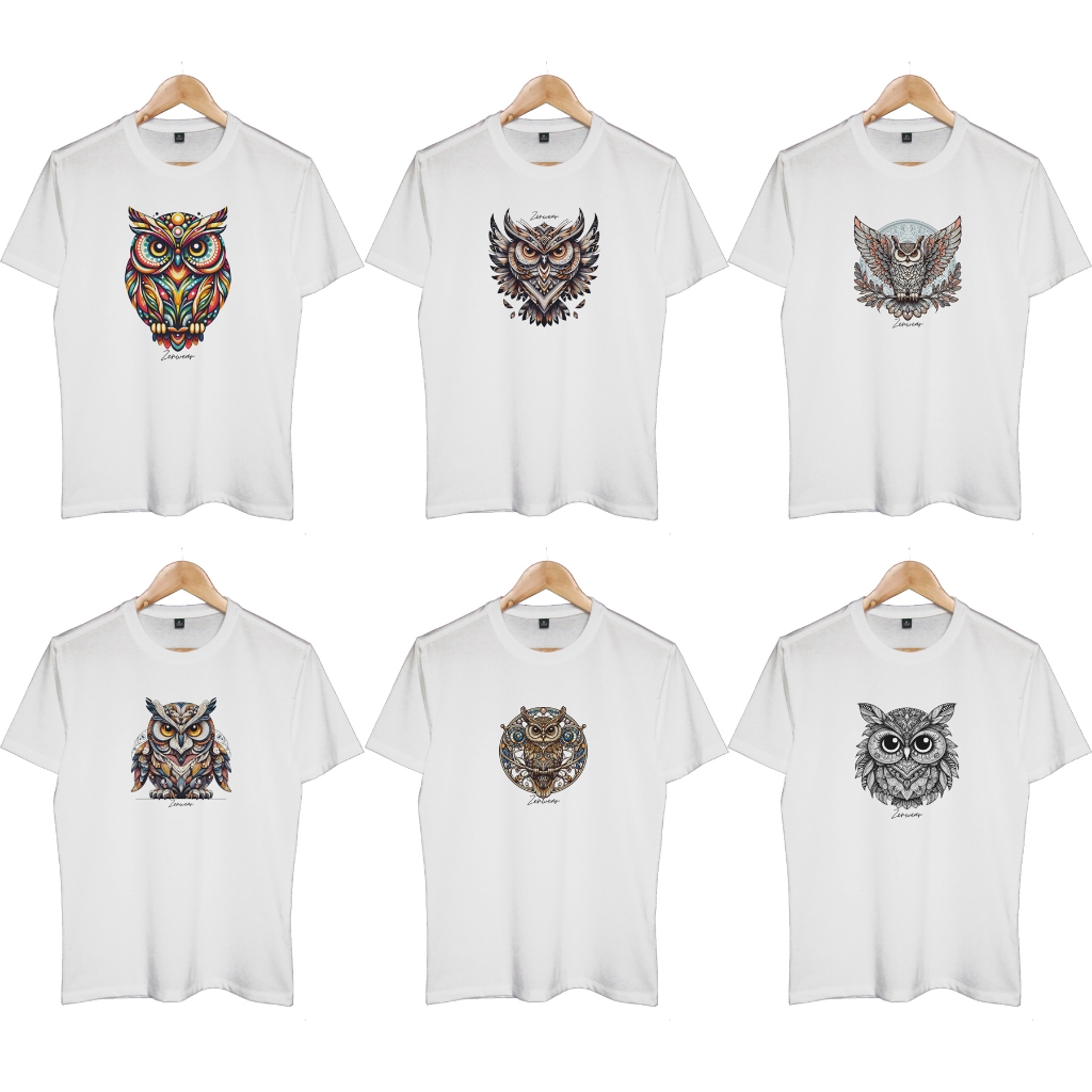 Áo thun unisex hình cú thông thái tay ngắn cổ tròn nam nữ