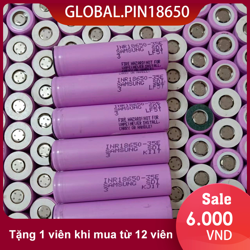 Pin 18650 Samsung 35e dung lượng cao 2800mAh 3.7v xả cao 25A tháo khối