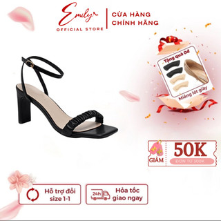 Giày sandal cao gót nữ emily đế vuông 9 phân tôn dáng quai dúm trẻ trung thanh lịch - ee4m