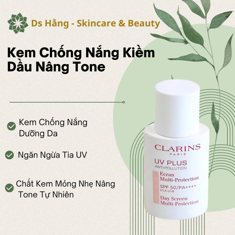 Kem Chống Nắng Kiềm Dầu Nâng Tone Trắng Hồng, Kem Chống Nắng Dạng Sữa Nâng Tone Clarins Rosy Glow SP