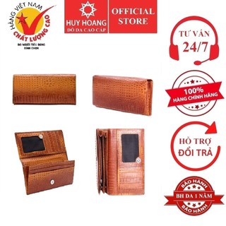 Ví nữ da thật huy hoàng 2 gấp màu vàng bò hp3104