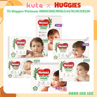 Tã dán/quần huggies platinum nature made size nb60/s82/m58/l44/xl38/xxl26